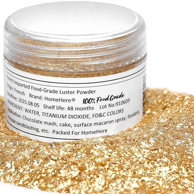 HomeHere Edible Luster Dust Food-Grade Glimmer Powder Glitter for Cake Decorating 7g, Disco Diamond Dust, Edible Sprinkle Glitter for Cocktails Drinks Baking Candy Dessert Chocolate Vegan Tasteless