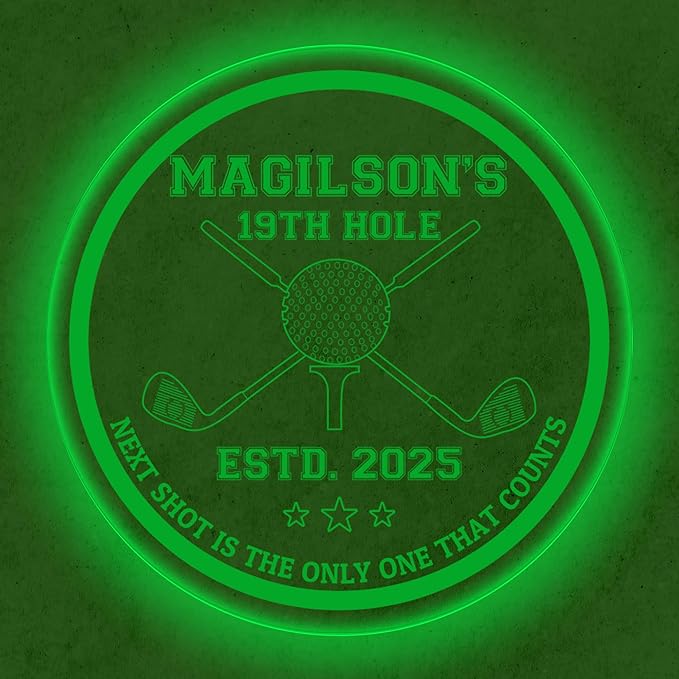 Custom Golf LED Bar Sign – Personalized Color Changing Acrylic Wall Decor for Home Bar, Man Cave, Game Room, or Patio (Golf Bar, 16 INCHES)