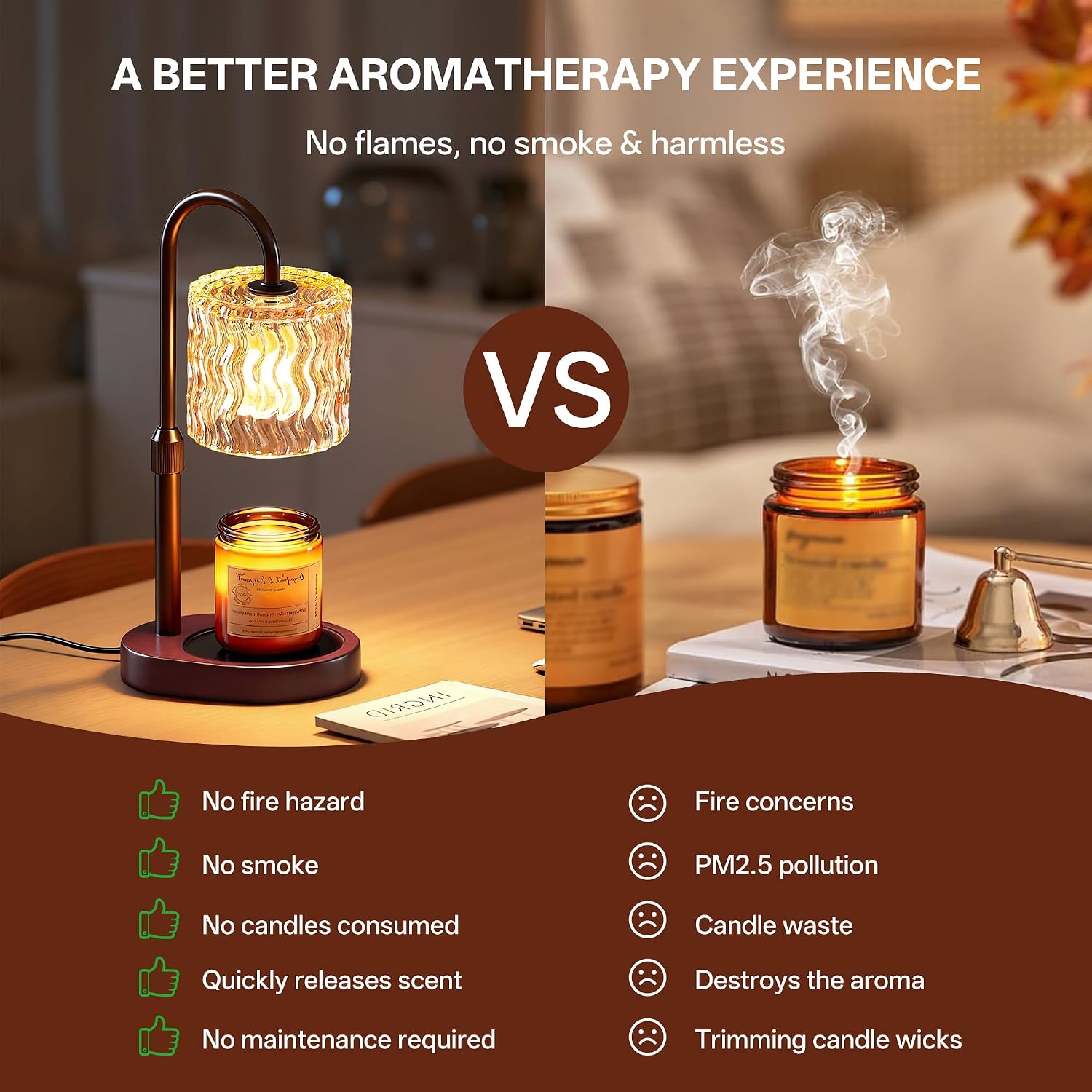 Homelist Candle Warmer Lamp, Adjustable Height Candle Warmer | Vintage Candle Warmer Lamp Dimmable with Timer for Home Decor, GU10 Bulb, Table Lights for Bedroom, Tea Room, Rest Room