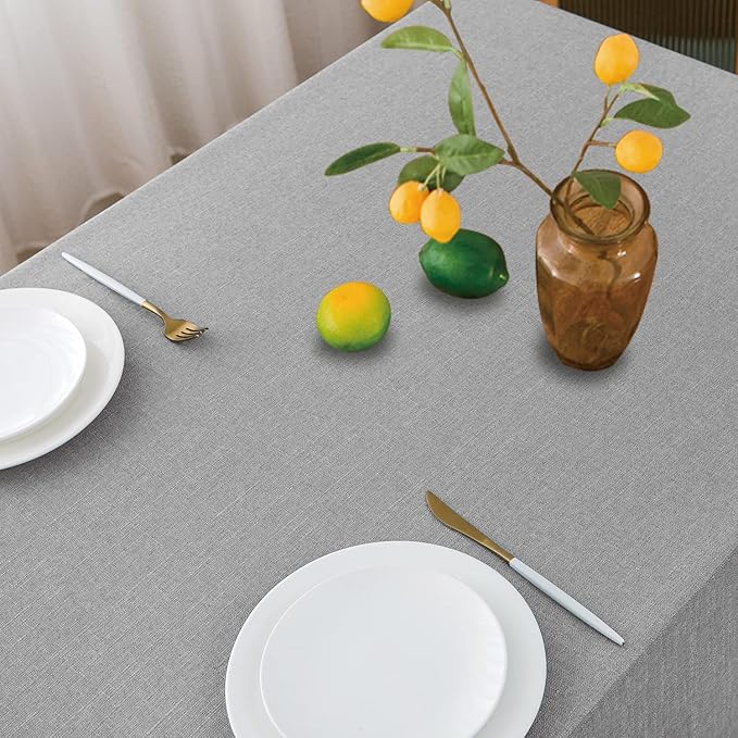 NLMUVW Square Linen Tablecloth, Light Grey Small Table Cloth Water Resistant Textured for Kitchen Dining Party Cafe, 54 x 54 Inch