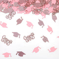 200PC Rose Gold Pink Graduation Confetti Decorations Class of 2026 Glitter Congrats Grad Confetti for Table Graduation Cap Scatters for Pink Grad Party decorations 2026