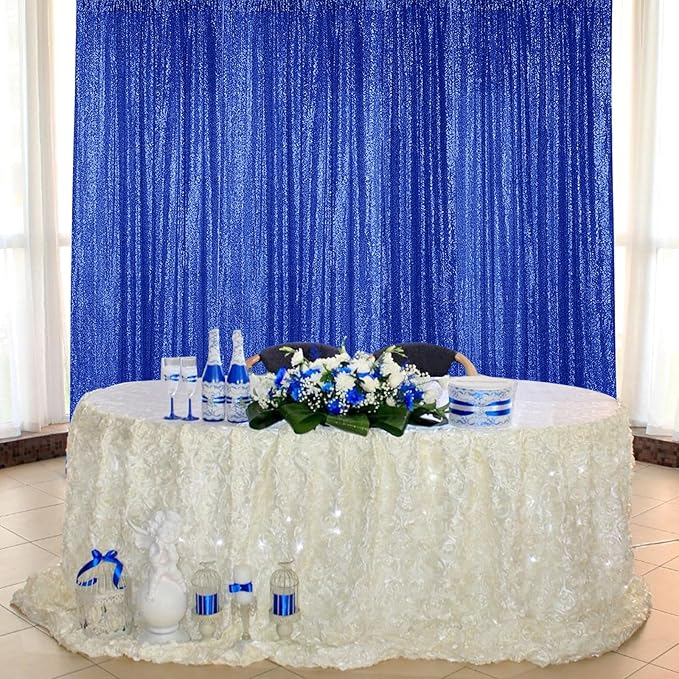 Sugargirl Navy Blue Sequin Backdrop Curtain 4 Panels 2FTx8FT Glitter Navy Blue Background Drapes Sparkle Photography Backdrop for Party Wedding Birthday Wall Decoration
