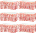 6 Pack 29x108 Inch Metallic Foil Fringe Tinsel Table Skirts Banner for Rectangle Tables Streamer Garland Curtains Backdrop for Wedding, Birthday, Parade Floats, Christmas Party Decoration(Rose Gold)