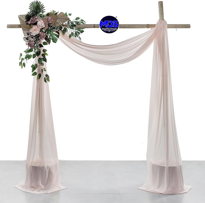 MDS Halloween Chiffon Draping Fabric - 1 Panel, 30" Wide x 20ft Long - Sheer Spooky Arbor & Canopy Drapery for Haunted House Backdrops, Party Ceilings, DIY Costumes & Themed Events - Nude