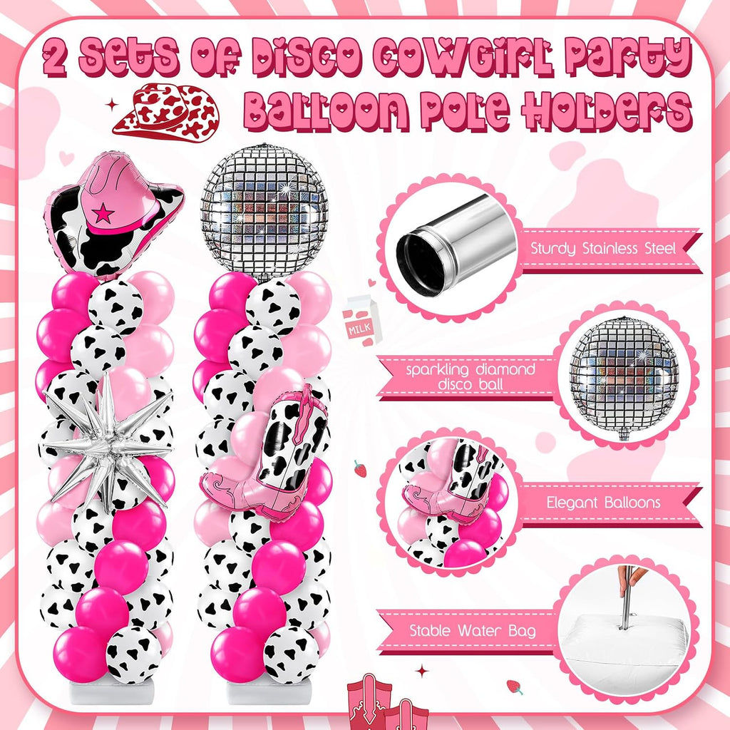 kasyat 2 sets disco cowgirl balloon column stand, close-up detail