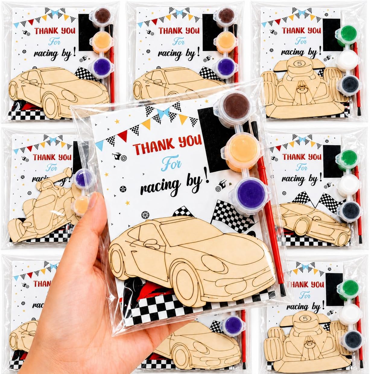 Bafeil 24 Set Race Car Party Favors, Painting Craft Kits | with Thank You Cards, Racing Cars Themed Birthday Party Decorations for One Two Fast Party Favors Goodie Bag Stuffers