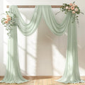 30" x 20Ft Wedding Arch Draping Fabric, 2 Panels Sage Green Sheer Curtain Drapes Extra Wide & Long Backdrop Curtains for Wedding Arch Ceremony Birthday Party Decorations