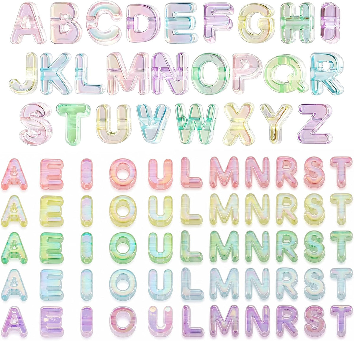 bubble letter beads for keychains-107pcs acrylic chunky alphabet, main product view