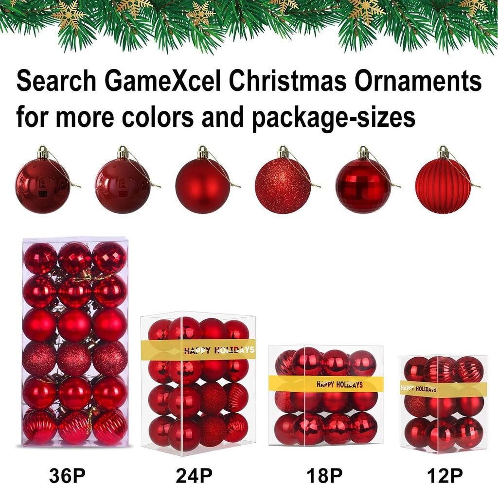 Rose Red 3.2" Large Christmas Balls - Christmas Tree Decoration Ornaments Shatterproof Hanging Balls for Birthday Halloween Holiday Wedding Decorations Set of 24pcs