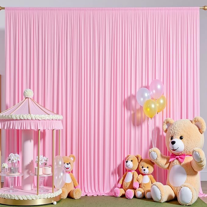 30ftx10ft Pink Backdrop Curtains for Party Background, Wrinkle Free Pink Photo Curtains Backdrop Drapes 6 Panels Back Drop Cloth for Wedding Birthday Photography Baby Shower Decor