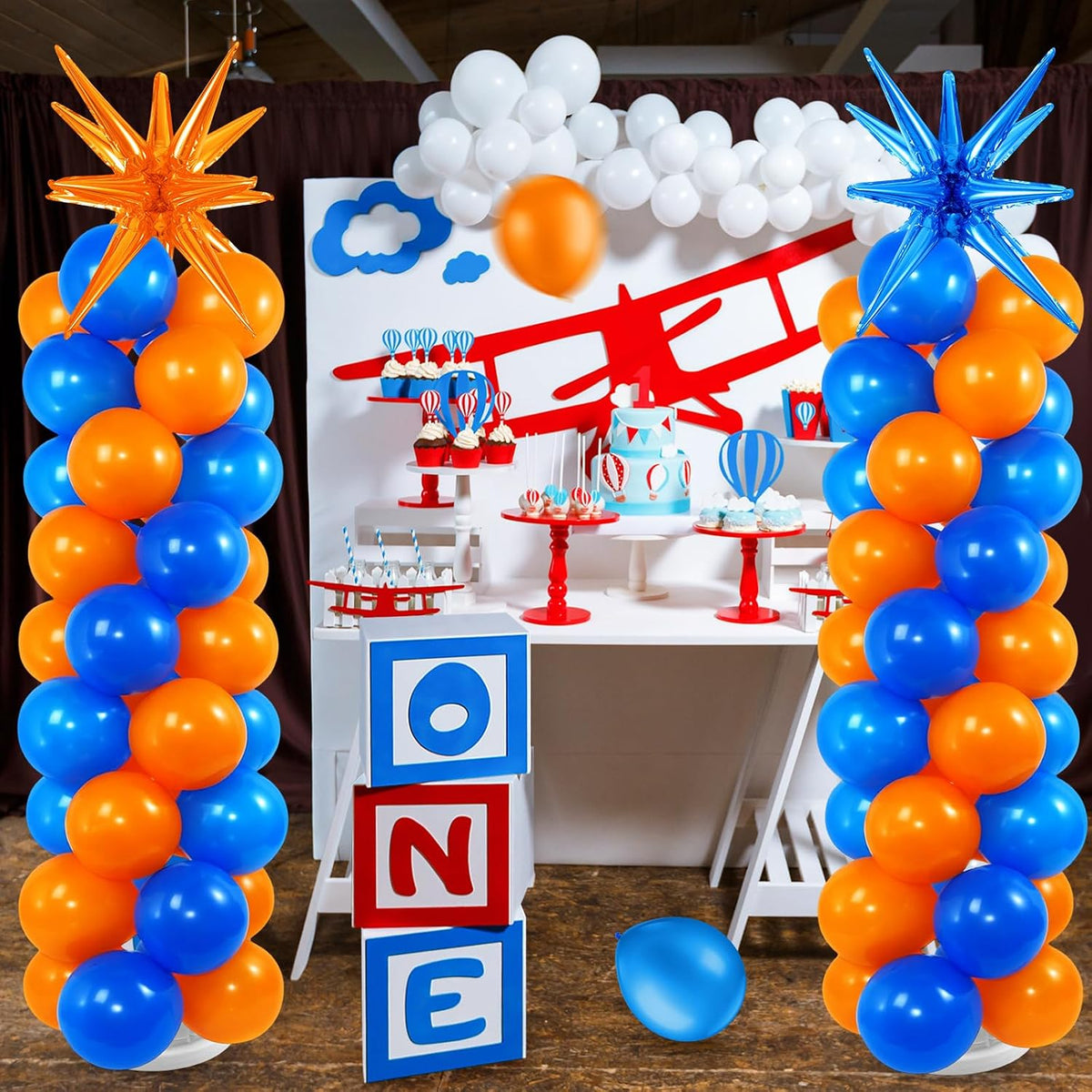 sosation 2 set blue orange party decor cartoon, close-up detail