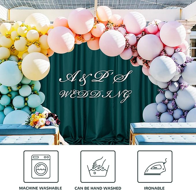 MEETSKY 10ft x 8ft Hunter Green Backdrop Curtains for Parties Wedding Curtain Rod Pocket Dark Green Photo Backdrop Sliding Drapes Backdrop Curtains for Photography, 5ft x 8ft, 2 Panels