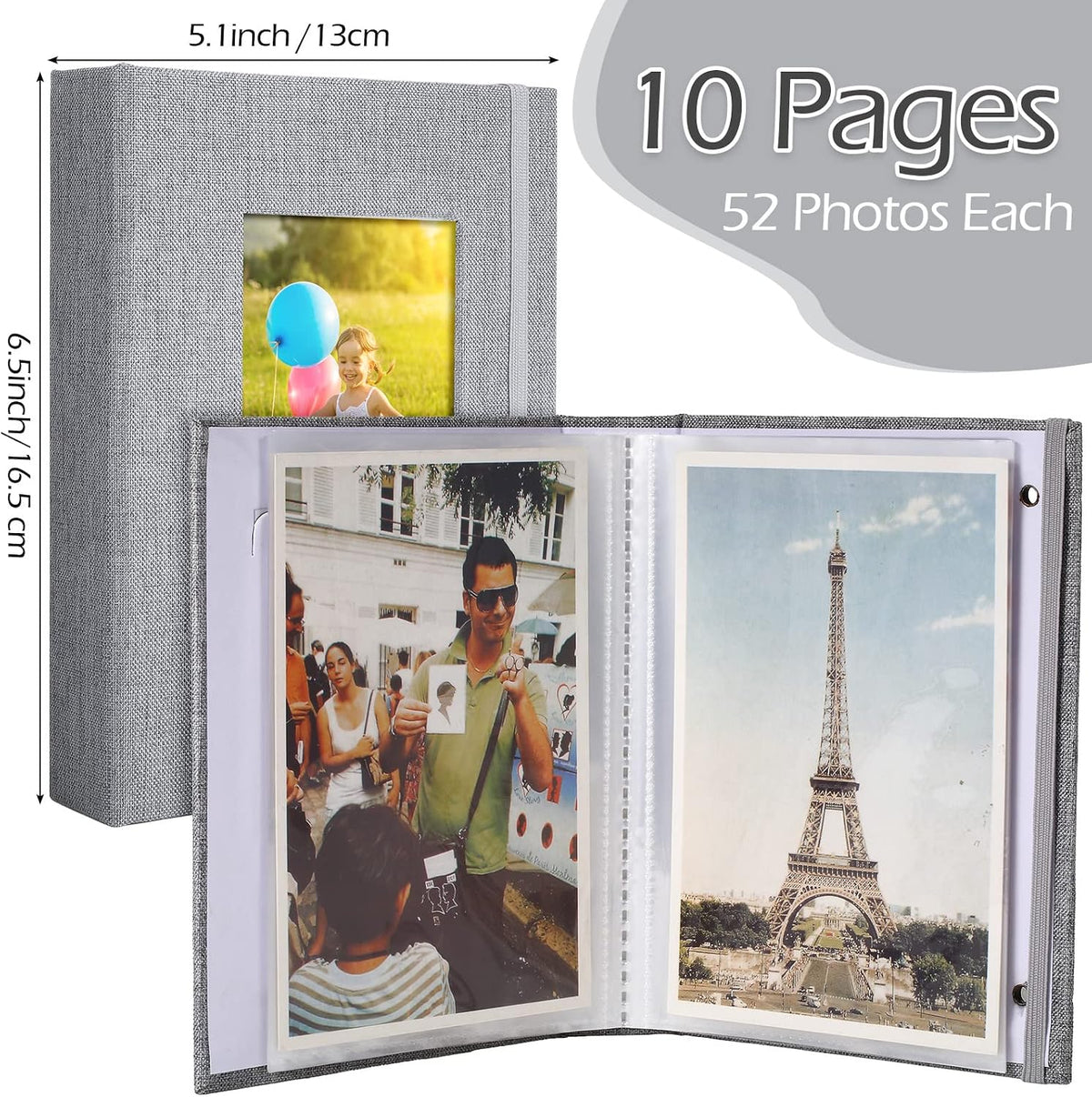 Tinlade 10 Pcs Small Photo Album 4 x 6 In Picture Album, Gray
