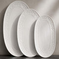 oval serving platter, 14"/12"/10" ceramic serving platters, embossed, main product view