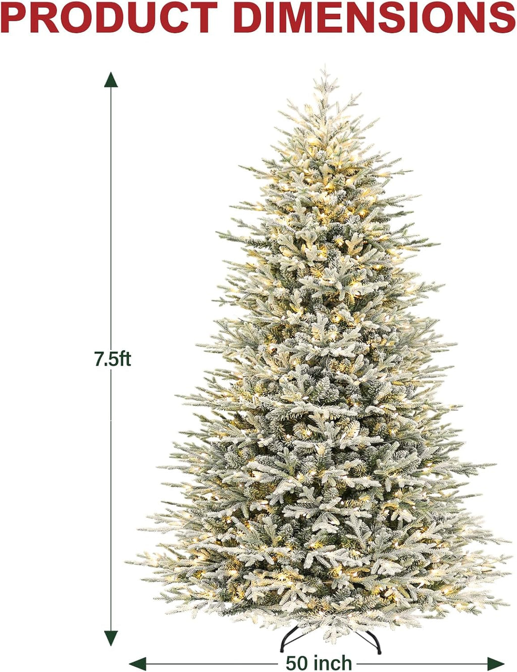 hykolity 7.5 ft prelit flocked christmas tree with, package contents