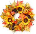 mumtop 22" fall wreath for front door, sunflower, main product view