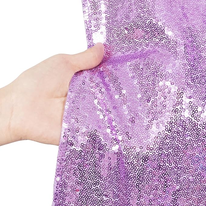 Poise3EHome 6Ft x 8Ft Lavender Sequin Backdrop, Glitter Thick Satin Sequin Background Drapes, Sparkly Opaque Photography Curtain Backdrop for Wedding Party Holiday Festival Decor
