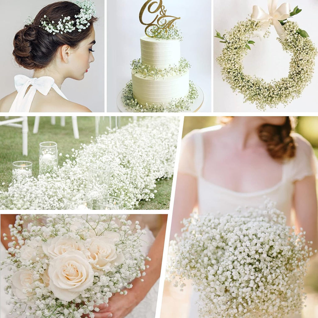 Yastouay Babys Breath Artificial Flowers, 6Pcs Fake White Babys Breath Flowers Artificial Bulk, Real Touch Faux Babies Breath Gypsophila Bouquet for Wedding Floral Arrangement Party Decor