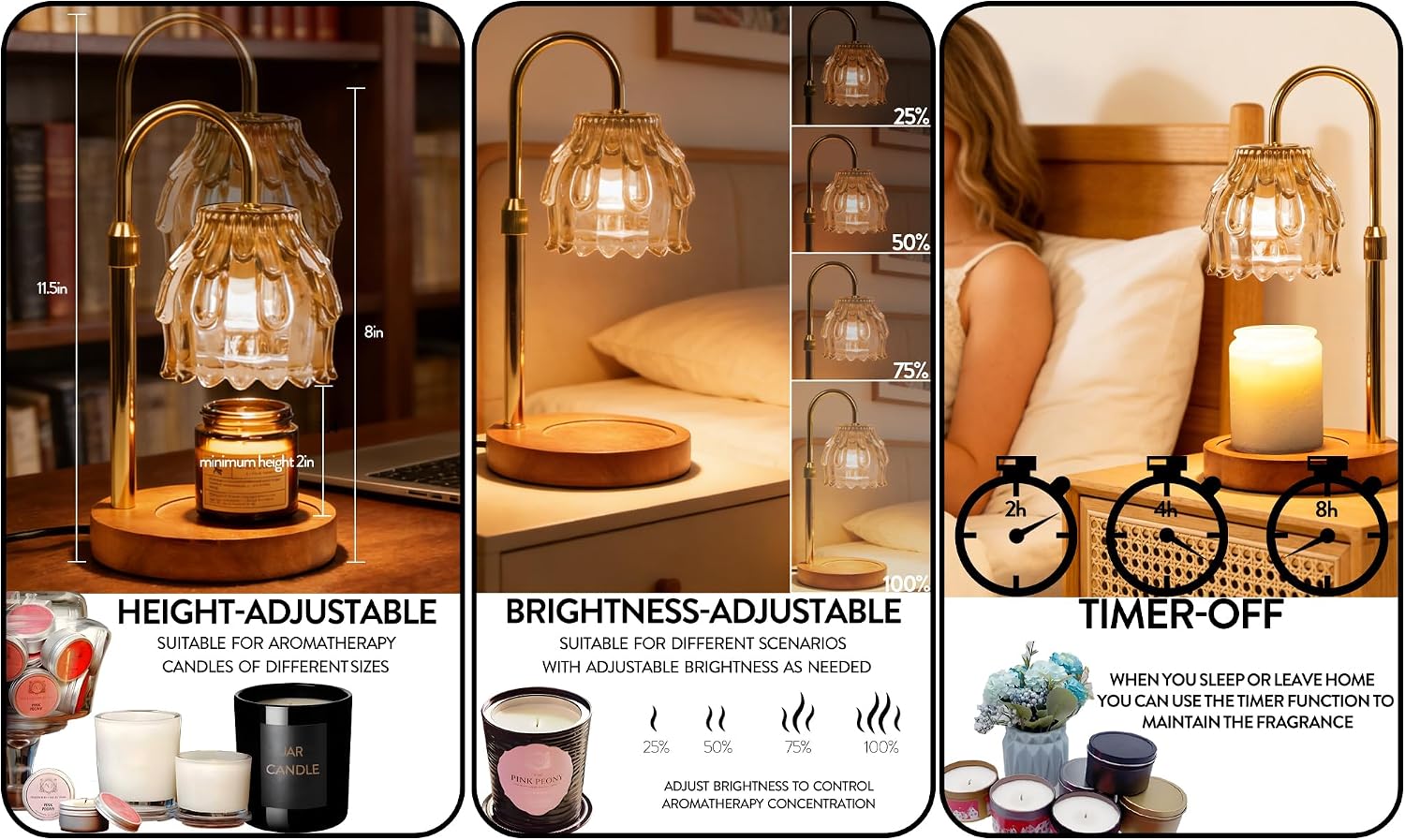 Candle Warmer Lamp with Timer Dimmable, Mother's Day/Birthday Gifts for Women Mom Her, House Warming Gifts New Home, Wax Melt Warmer Modern Farmhouse Decor for Yankee Candle in Bedroom Living Room