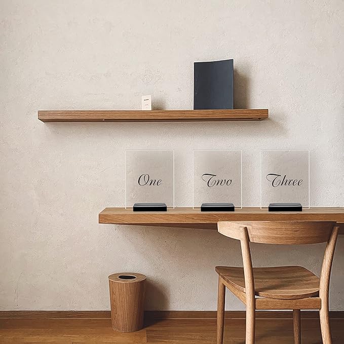 Acrylic Sign Stand Card Holder, 10 PCS Place Sign Holders with Card Slot, Stands for Acrylic Signs, Table Numbers Display Stands for Meeting/Menu/Table Numbers (Black)