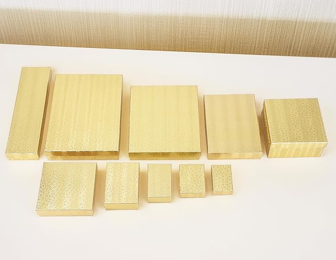 TheDisplayGuys - 25-Pack #53 Kraft Paper Cardboard Gift Boxes/Jewelry Cases w. Cotton Padding & Lid - Gold Foil - (5.4" x 3.9" x 1.0")