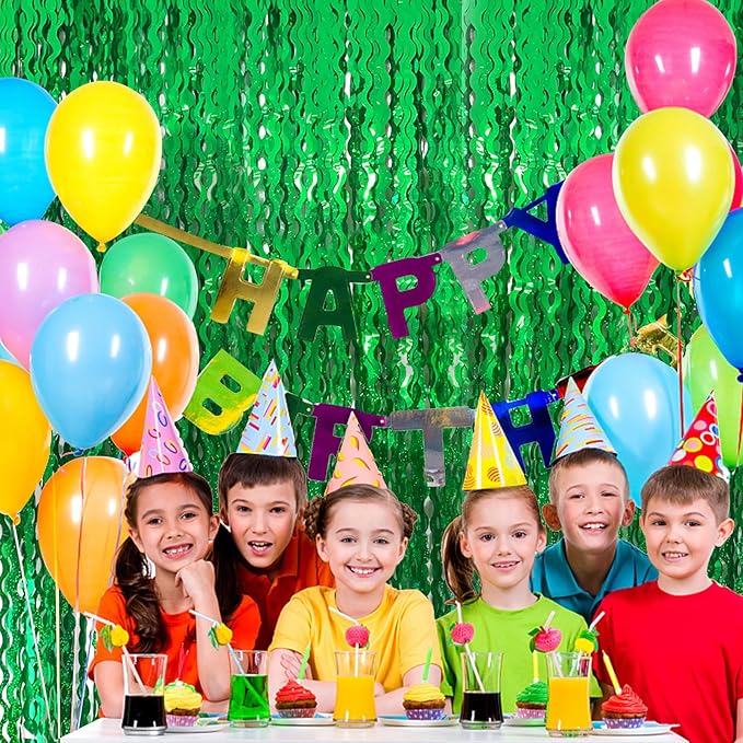 Tinsel Foil Fringe Curtains Wavy Backdrop for Parties Sparkle Metallic Wavy Foil Fringe Backdrop Curtain for Party Decorations Photo Booth Props for Birthday Graduation Wedding
