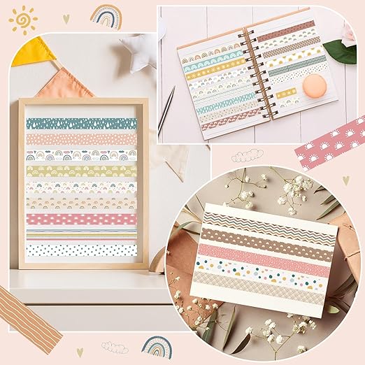 TaoBary 33 Rolls Holiday Plaid Washi Tape, 15 mm Seasonal Washi Tape Set Bohemian Colorful Vintage Cute for Card Wrapping Craft(Charming Style)