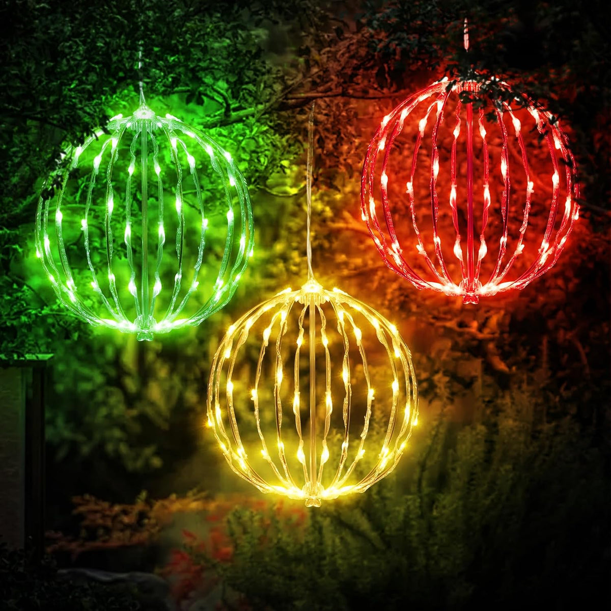 christmas light balls outdoor, foldable hanging holiday decor, main product view
