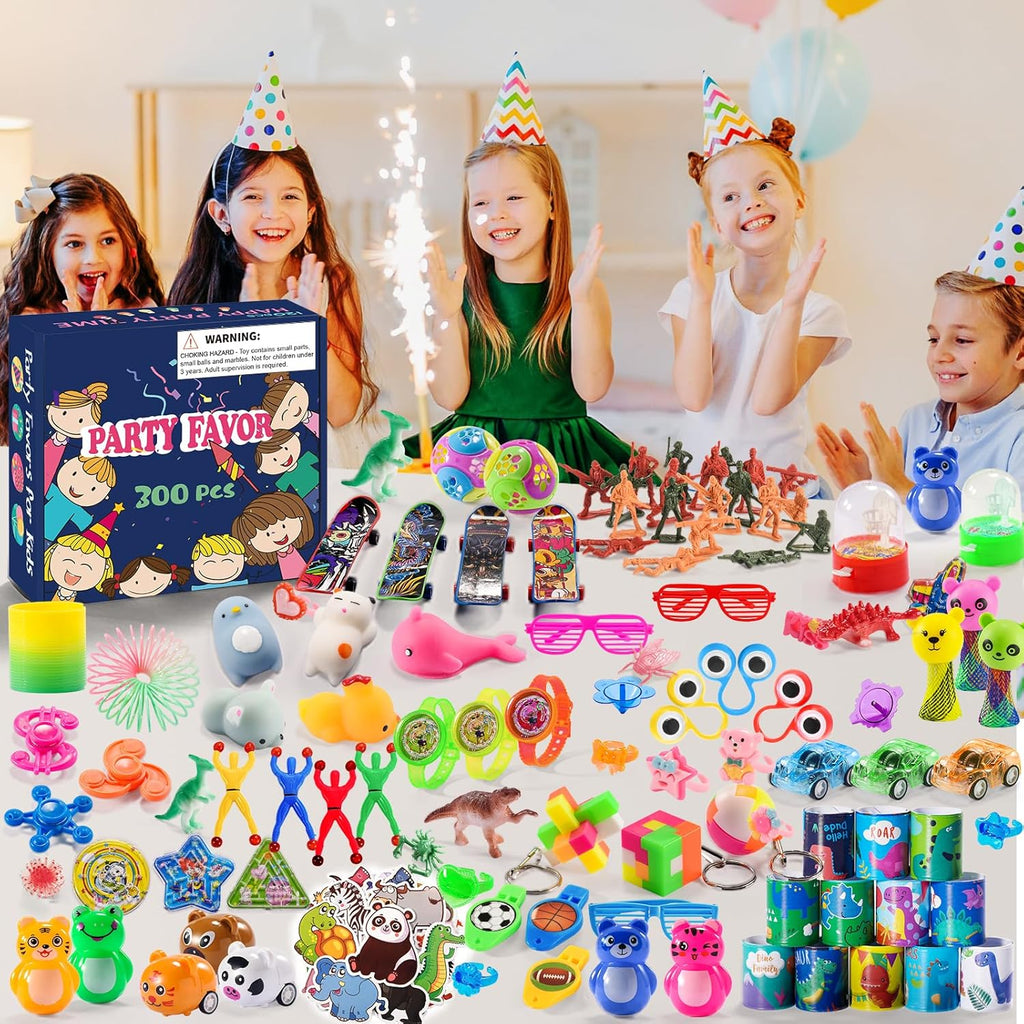 300 PCS Party Favor for Kids Goodie Bags Stuffers, Prize Box Toys for Kids Classroom Bulk, Small Fidget Toys Pinata Egg Fillers, Treasure Chest for Students Rewards, Carnival Prizes, Birthday Gifts