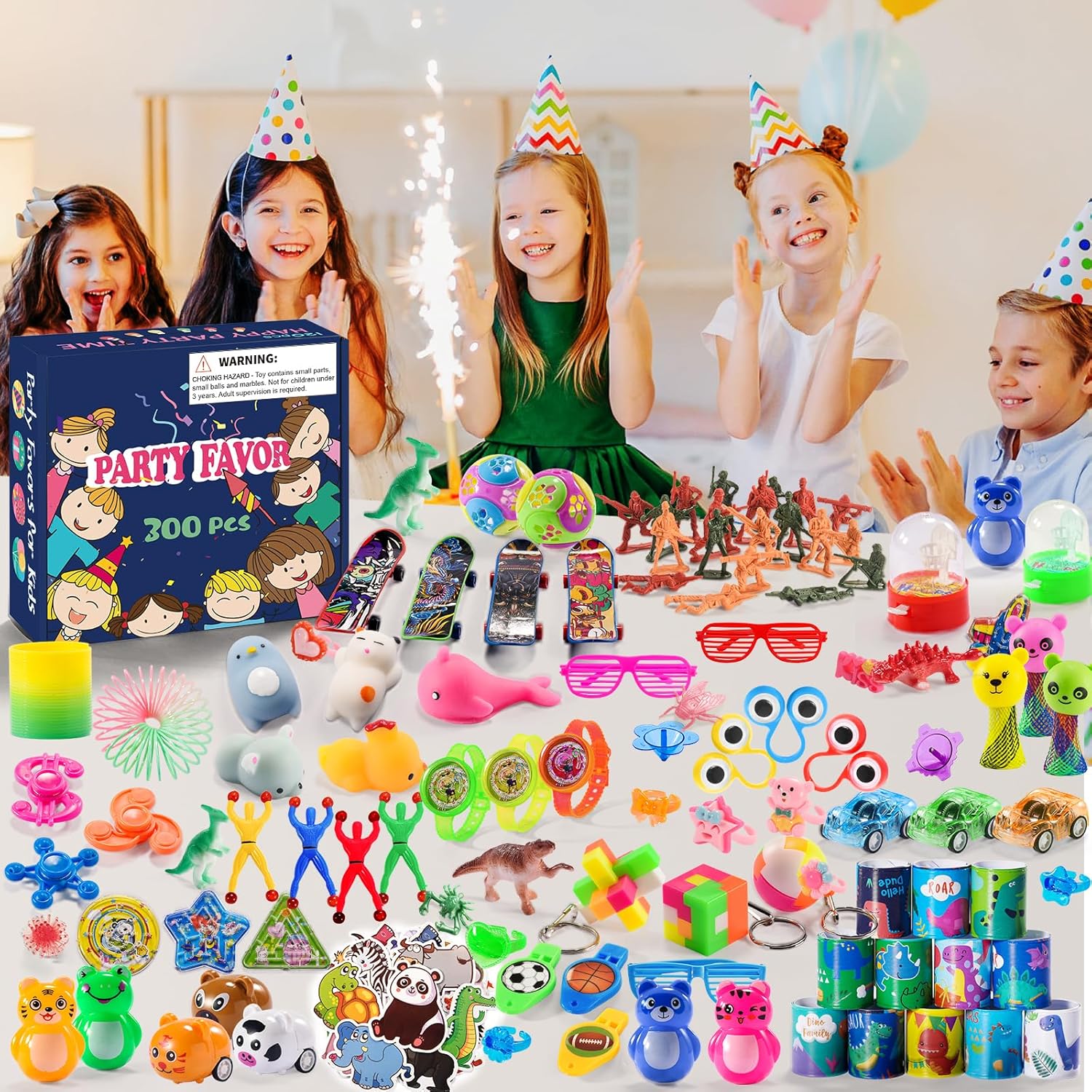 300 PCS Party Favor for Kids Goodie Bags Stuffers, Prize Box Toys for Kids Classroom Bulk, Small Fidget Toys Pinata Egg Fillers, Treasure Chest for Students Rewards, Carnival Prizes, Birthday Gifts