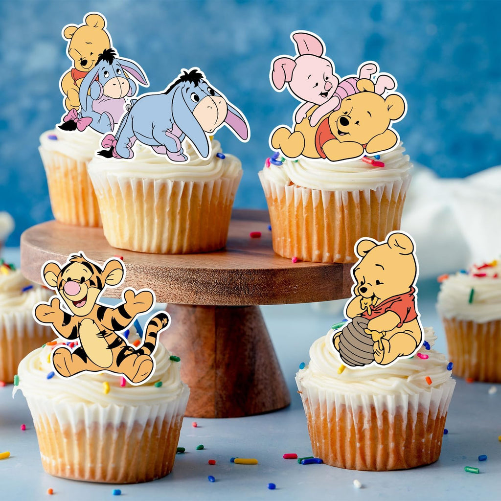 48CS Cute Bear Cupcake Toppers For Birthday Party Cupcake Decorations Baby Shower Supplies