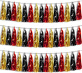 3P Black-Red Gold Foil Fringe Metallic Tassel Garland, Tassels Banner Streamers for Parade Floats, Bachelorette, Wedding, Birthday, Halloween, Christmas, Bridal/Baby Shower Party Decorations