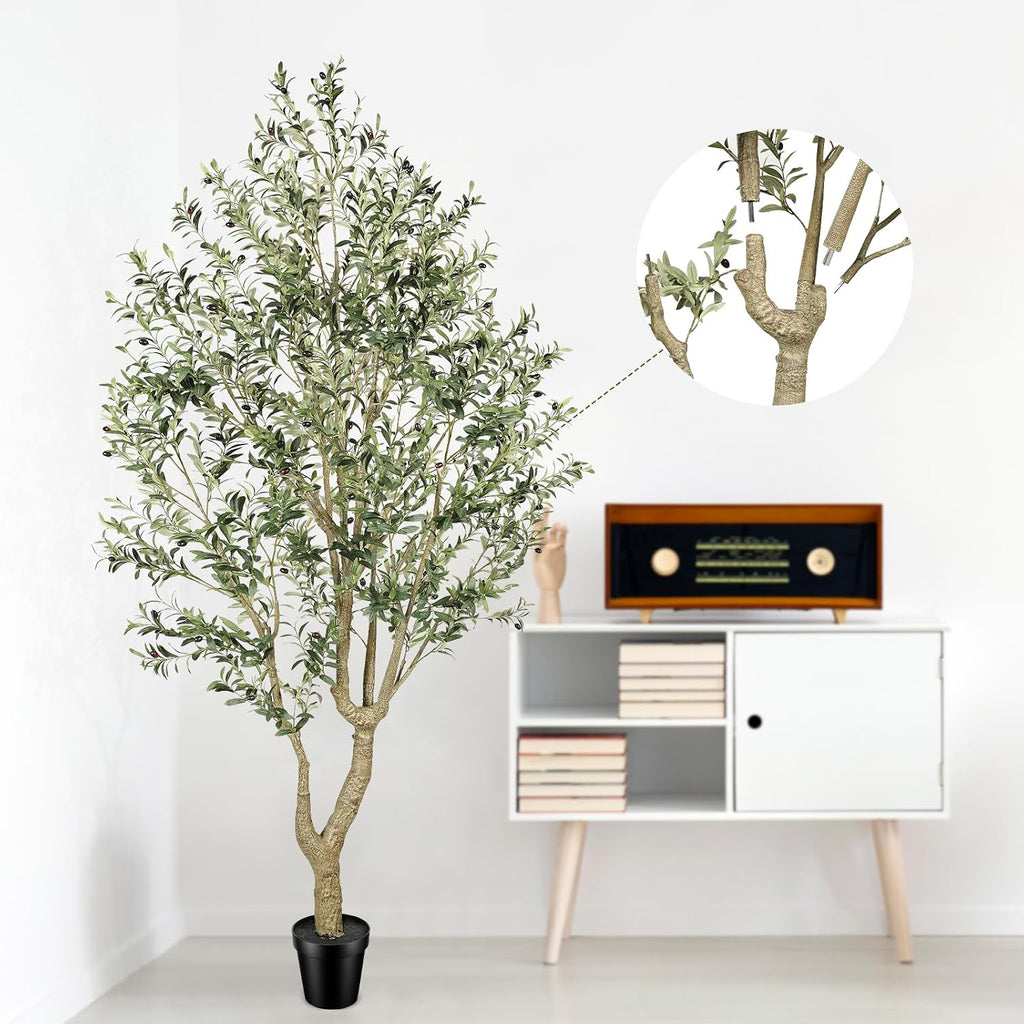 feelead faux olive tree 10ft - realistic large, side view