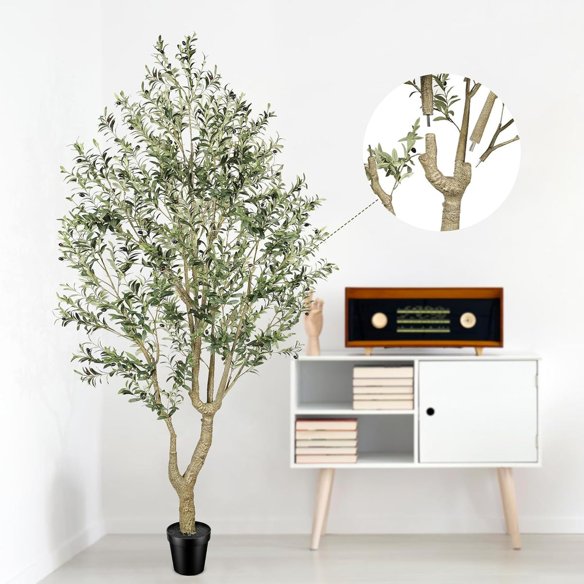 feelead faux olive tree 10ft - realistic large, side view