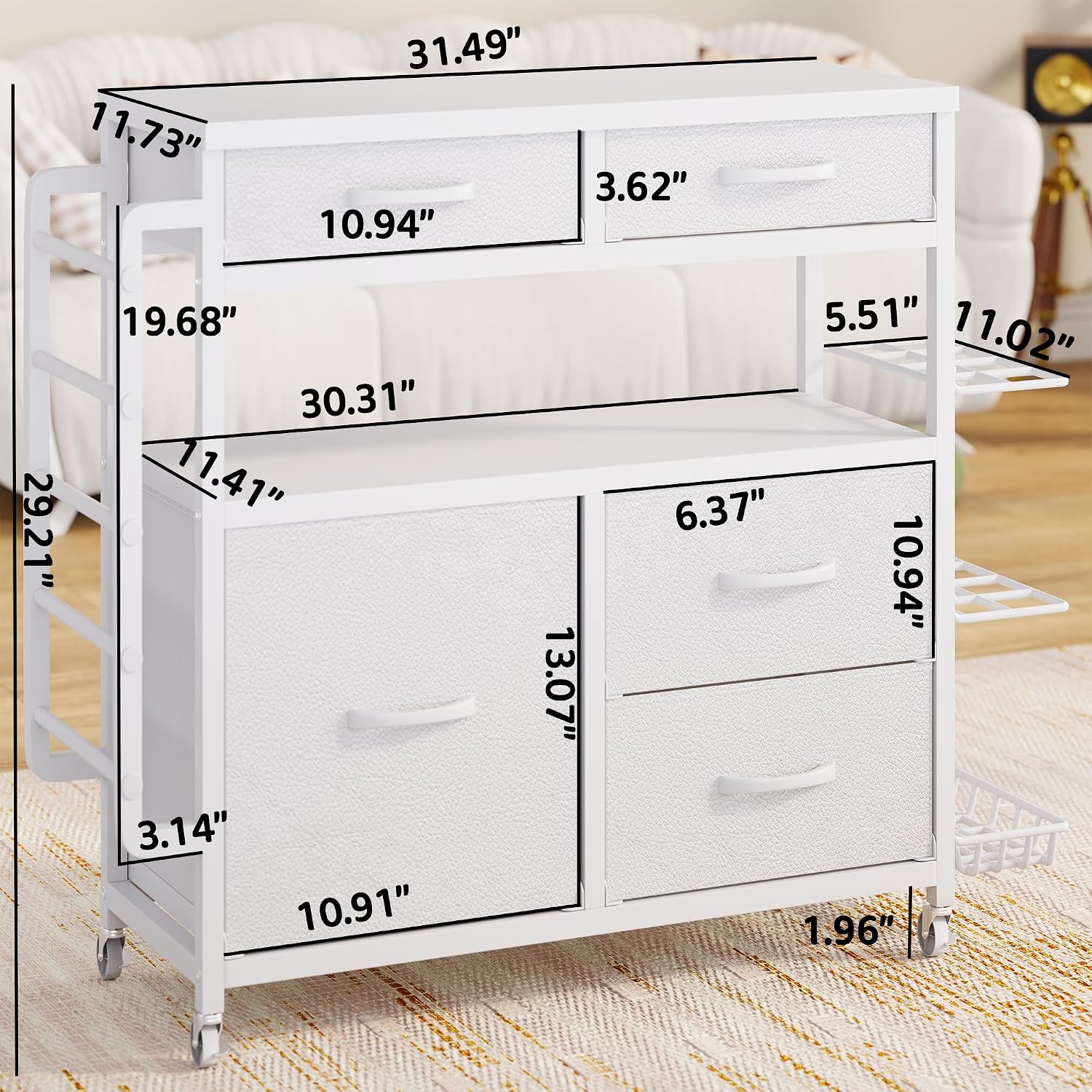 LIVEHOM Wrapping Paper Storage, Rolling Gift Wrap Station | Holiday Paper Holder Crafting Station with wheels Space-Saving Gift Prep Cart for Christmas Holiday Supplies