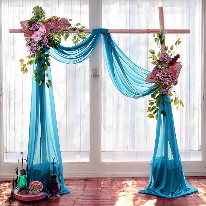 MDS Halloween Chiffon Draping Fabric - 1 Panel, 30" Wide x 50ft Long - Sheer Spooky Arbor & Canopy Drapery for Haunted House Backdrops, Party Ceilings, DIY Costumes & Themed Events - Dark Teal