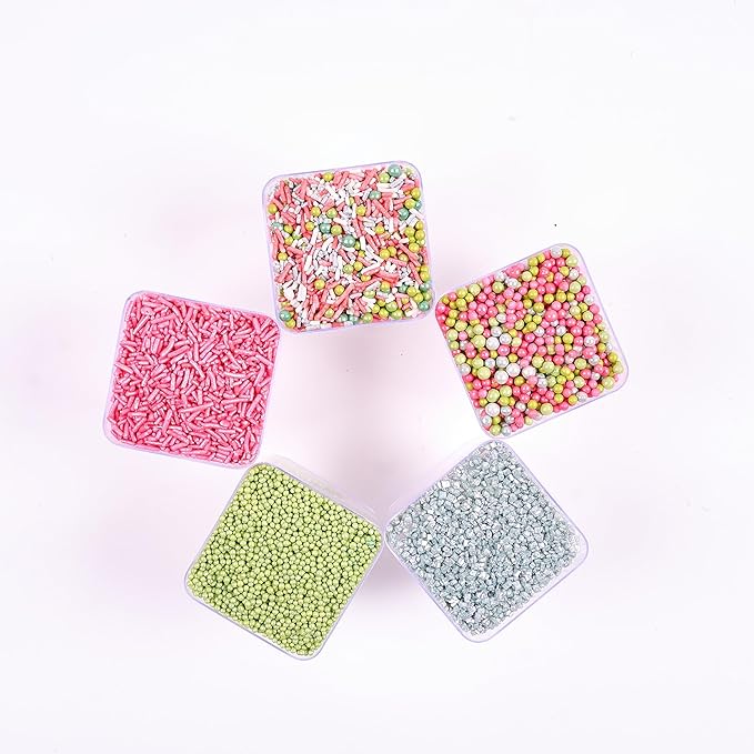 Confect Love Party Sprinkles – Edible Cake Decorating Mix with Orchid Green, Hot Pink & Silver Pearl Dragees, Pink Jimmies, Silver Sparkling Sugar – Festive Toppings for Cakes, Cupcakes, Cookies –Vegan, Gluten-Free, Nut-Free, Soy-Free, Dairy-Free, Palm...