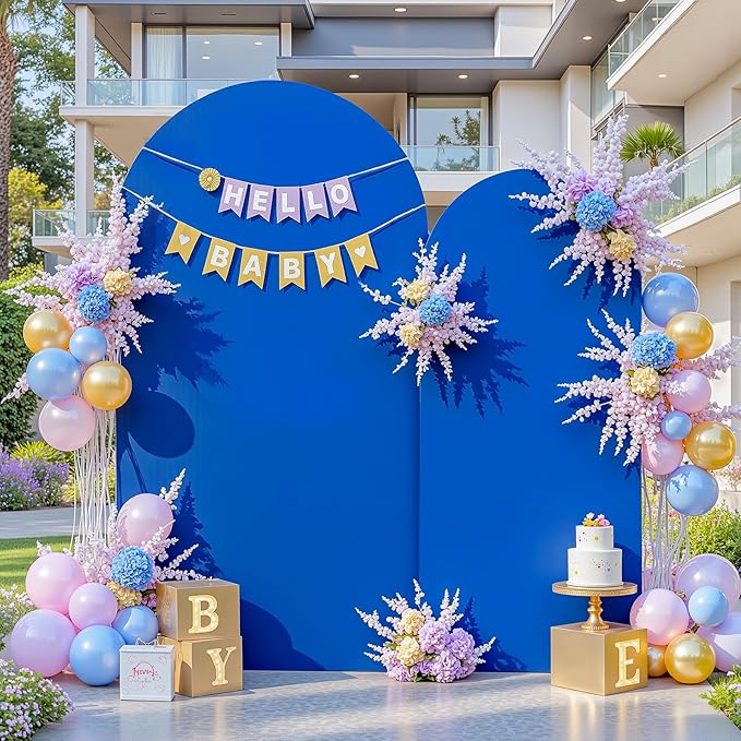Royal Blue Arch Backdrop Cover for Wedding, 7.2FT 6FT Set of 2 Stretchy Spandex Fitted Arch Stand Cover for Baby Shower, Birthday Party Decor, Chiara Backdrop Cover with Double-Sided Design
