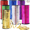 7 Pack Curling Ribbon, Crimped Curling Ribbon Metallic Balloon Ribbons Gift Wrap Ribbons Balloon String Shiny Wrapping for Crafts, Christmas, Birthday, Wedding, Party Decoration (Glittered)