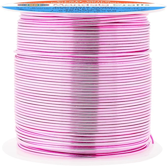 Mandala Crafts 20 Gauge Anodized Aluminum Craft Wire for Jewelry Making - 100 FT Colored Flexible Pink Wire - Bendable for Bonsai Armature Crafting Sculpting