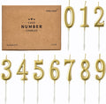 PHD CAKE 10-Pieces Gold Numeral Birthday Candles, Cake Numeral Candles Number 0-9 Glitter Cake Topper Decoration for Birthday,Wedding Anniversary,Party Celebration
