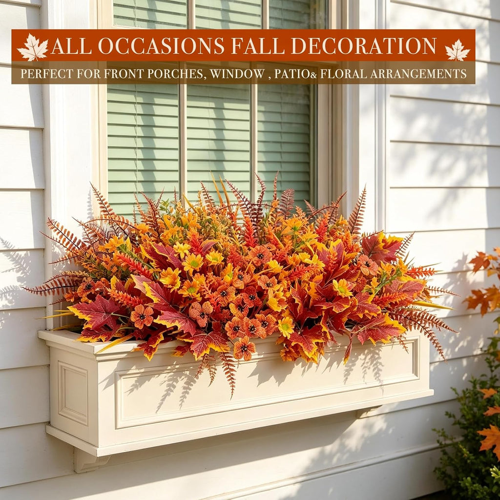 24 bundles 6 styles artificial fall flowers plants showing dimensions