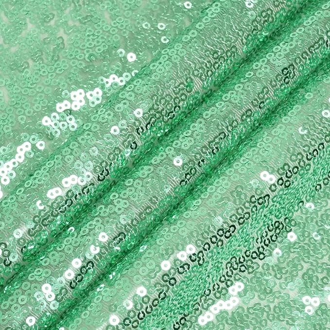 Eternal Beauty Mint Green Sequin Backdrop, 6x8 Ft Glitter Background Curtains for Shimmer Photography Party Wedding Birthday Back Drop Decor