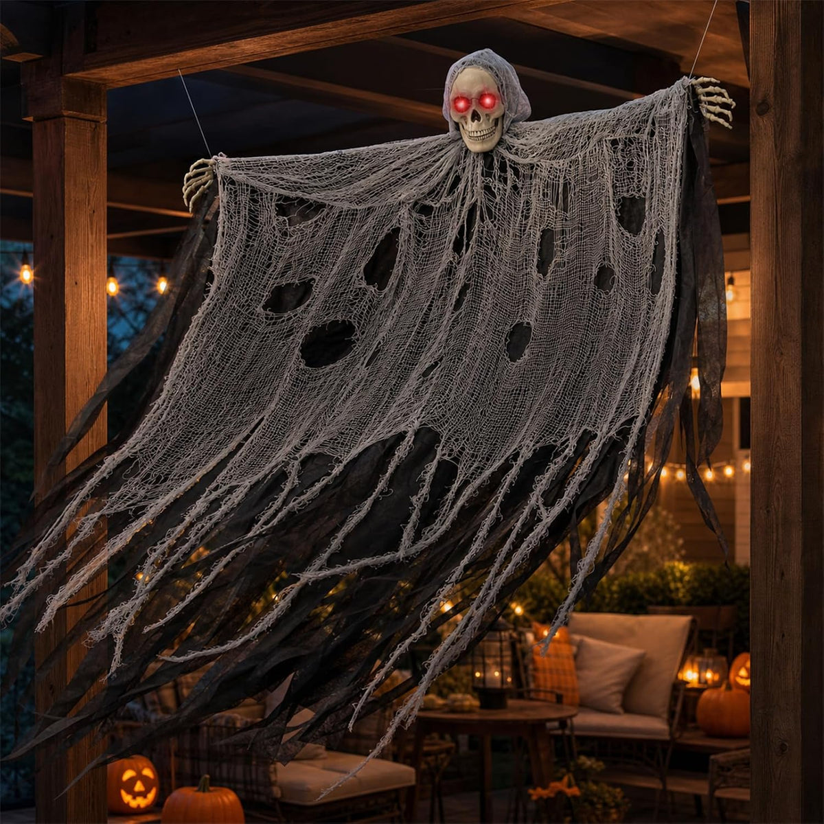 HOMELEX 5 FT Floating Skeleton Ghost Halloween Decor, 4 FT Wide