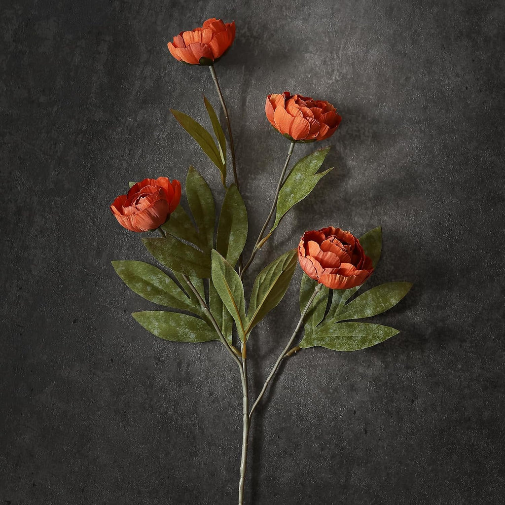 27" artificial fall peony silk flower stems for shown in use