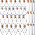 Patelai 50 Pcs Mini Glass Bottles Jars with Cork Stoppers Tiny Cork Glass Bottles Halloween Small Wishing Message Jars DIY Decor for Winter Christmas Party Wedding Baby Shower Favors(Geometric Shape)