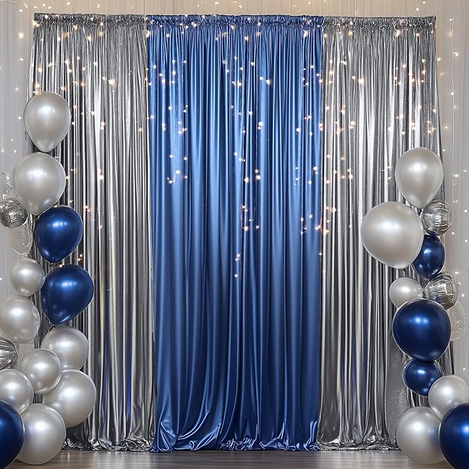 Outpain Thick 10 ft x 10 ft Black Silver Sequin Backdrop Curtain for Parties, Wrinkle Free Glitter Photo Backdrop Drapes 2 Panels 5x10ft Black Silver Back Drop Cloth for Wedding Photography Background