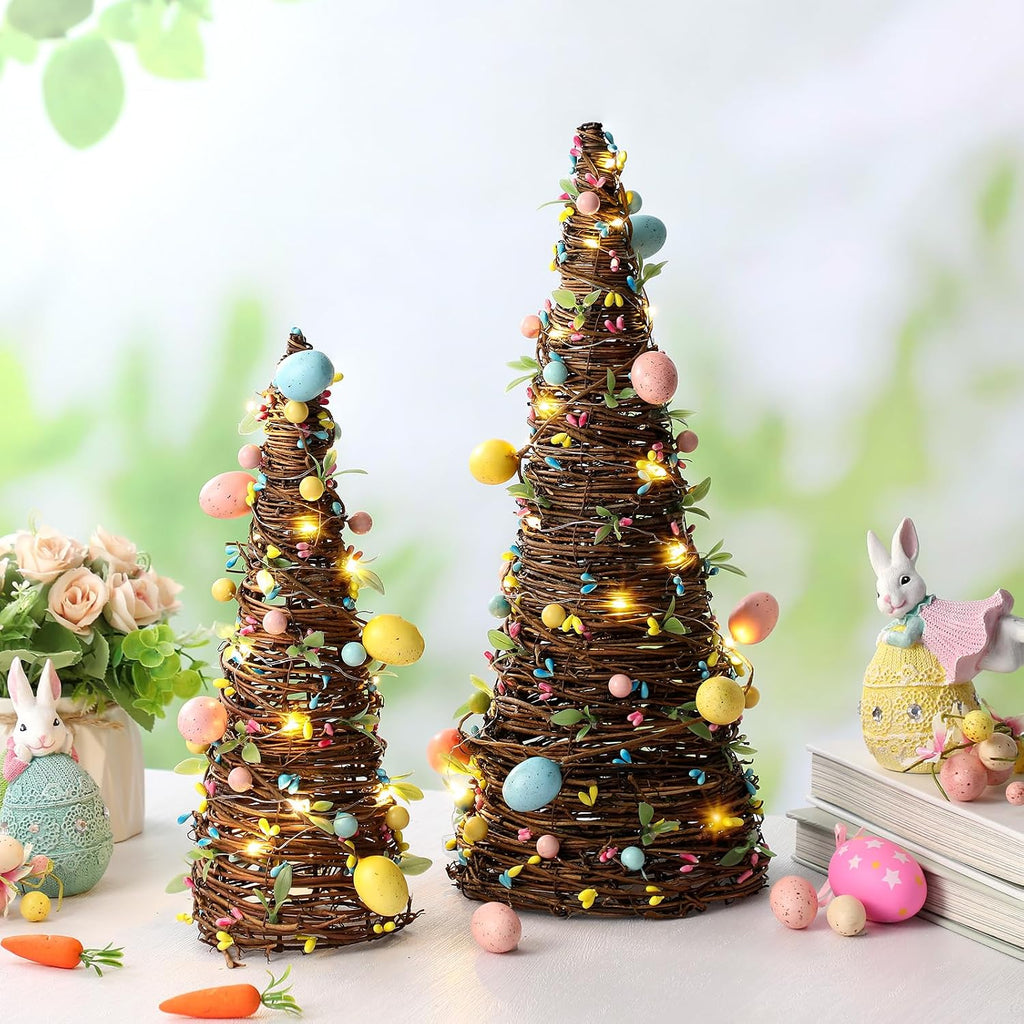 soulchen 2 pcs easter rattan cone tree decoration, main product view