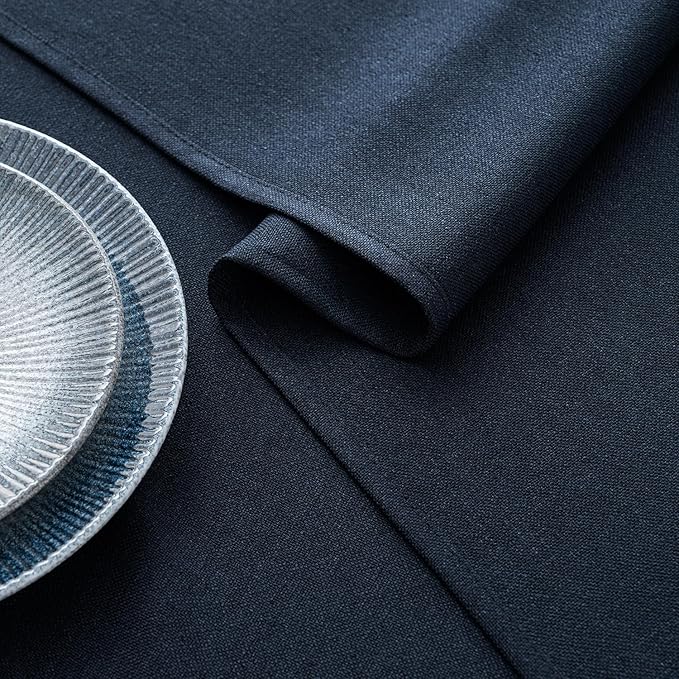 MIULEE Navy Blue Linen Tablecloth 60x104 Inch Rectangle Table Cloth Waterproof,Stain Resistant & Wrinkle Resistant for Dining Party Wedding