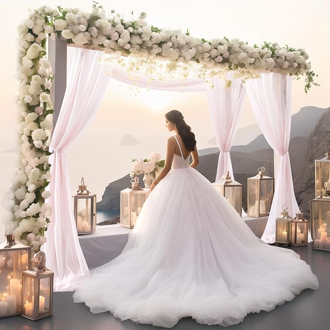 30" x 20Ft Wedding Arch Draping Fabric, 1 Panel Blush Sheer Curtain Drapes Extra Wide & Long Backdrop Curtains for Wedding Arch Ceremony Birthday Party Decorations